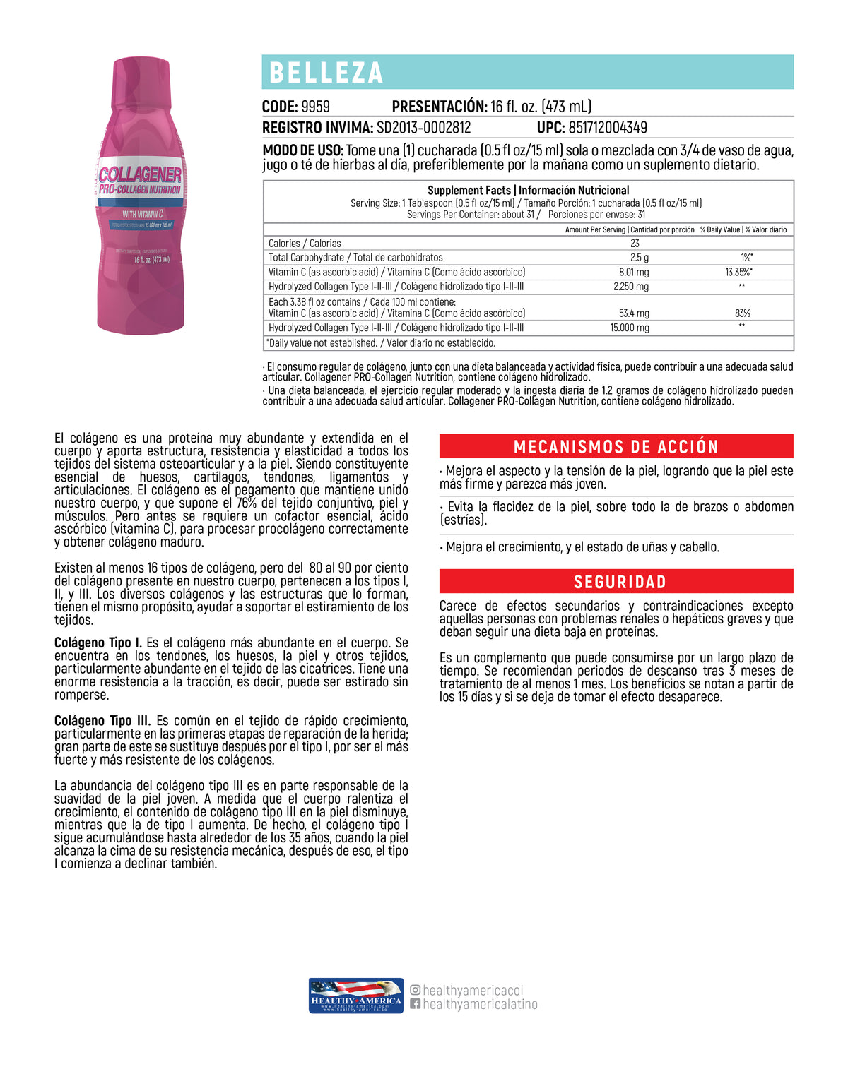 COLLAGENER CON VIT C LIQ X 473ML. HA – Medinat